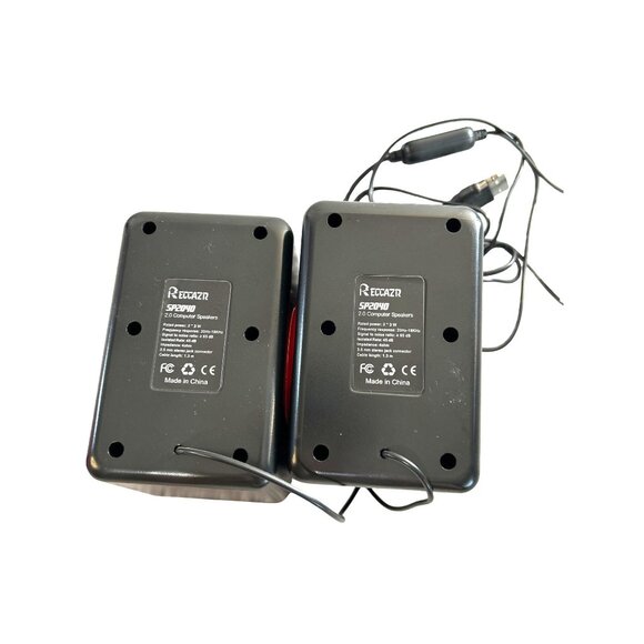 Reccazr Speakers Mini SP2040 Black/Red 2.0 Computer Speakers 5x3x4 Set of 2 - Picture 4 of 9